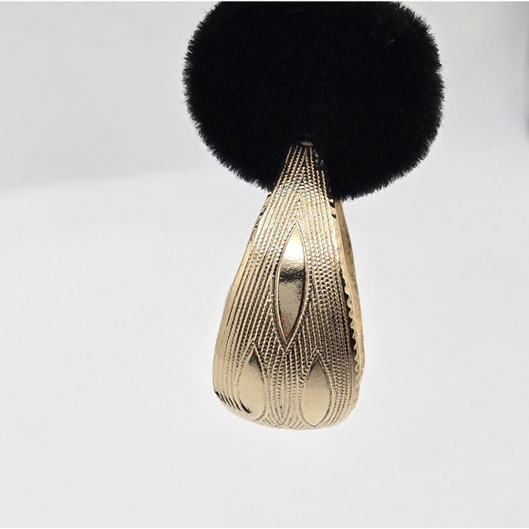 Vintage Hoop Earrings Chunky Goldtone Textured Classic Boho Maximalist Retro 1" - Picture 5 of 11